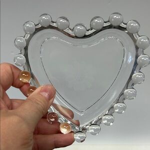 Vintage 1950’s JW Hughes Imperial Glass Candlewick crystal heart shaped dish